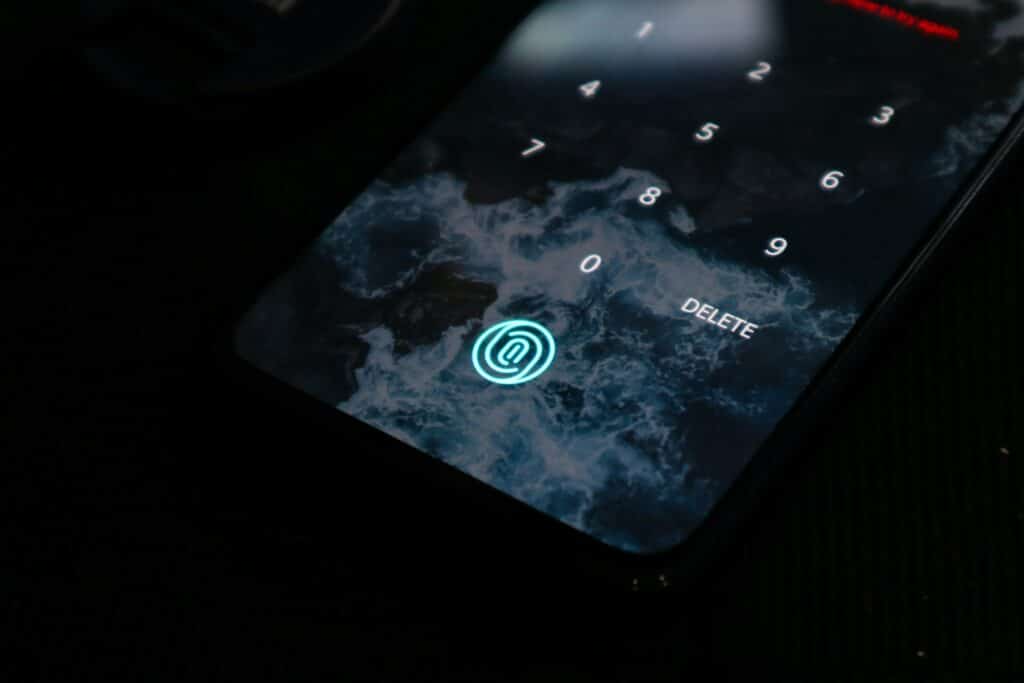 phone with a biometric lock screen - Biometrics In Banking